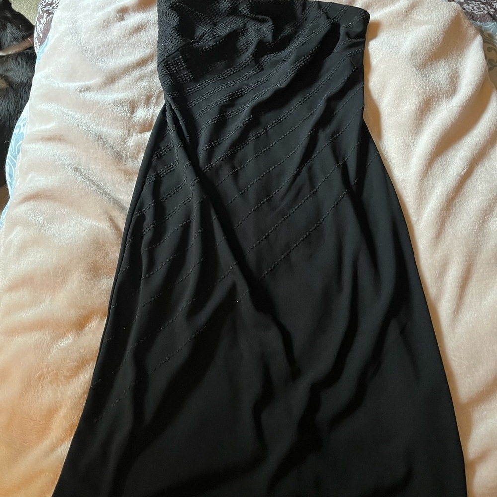 Express Black Textured Strapless Dress